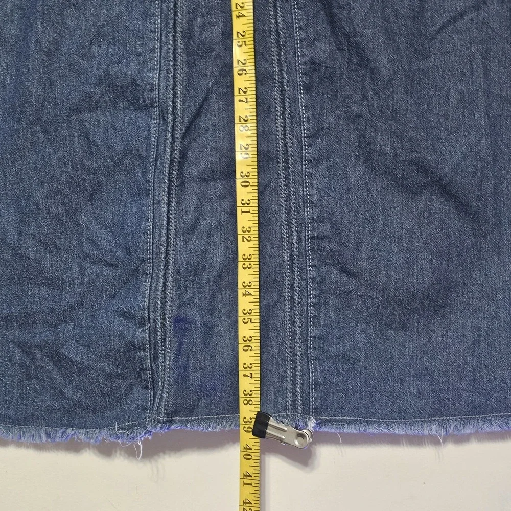 Women Jeans Skirt‎ Large 12/14 Long A-Line Cotton Blend Elastic Waistband 529